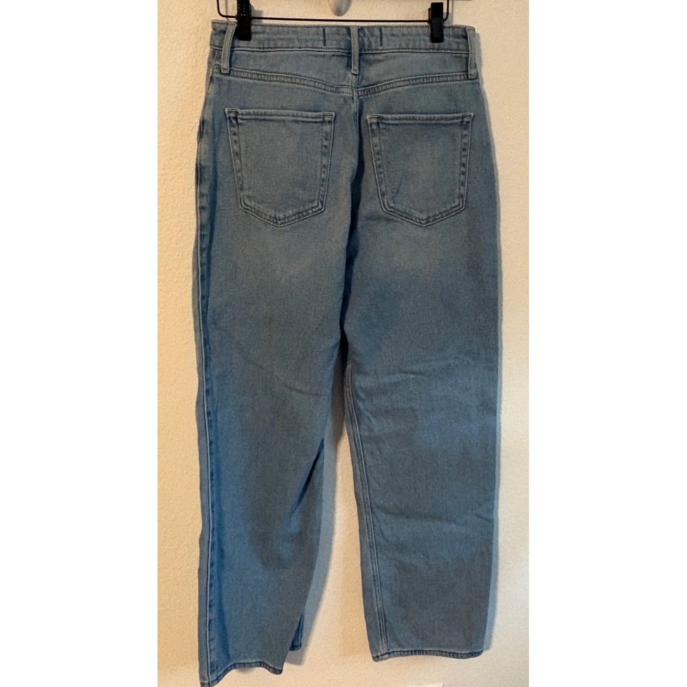 Hollister Ultra High-Rise Dad Jeans Light Wash Split Hem 7S W28 L29 Stretch - Picture 2 of 5